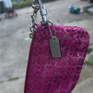 Coach Fuchsia Wristlet with Silver Accents